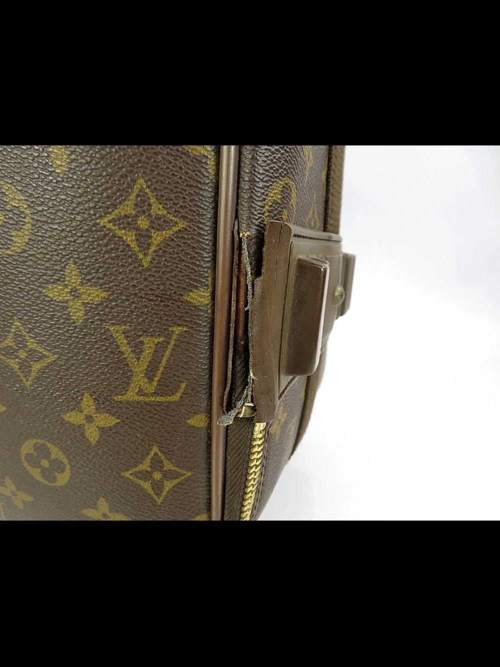 Louis Vuitton Brown Monogram Carry-On Suitcase with Leather Trim
